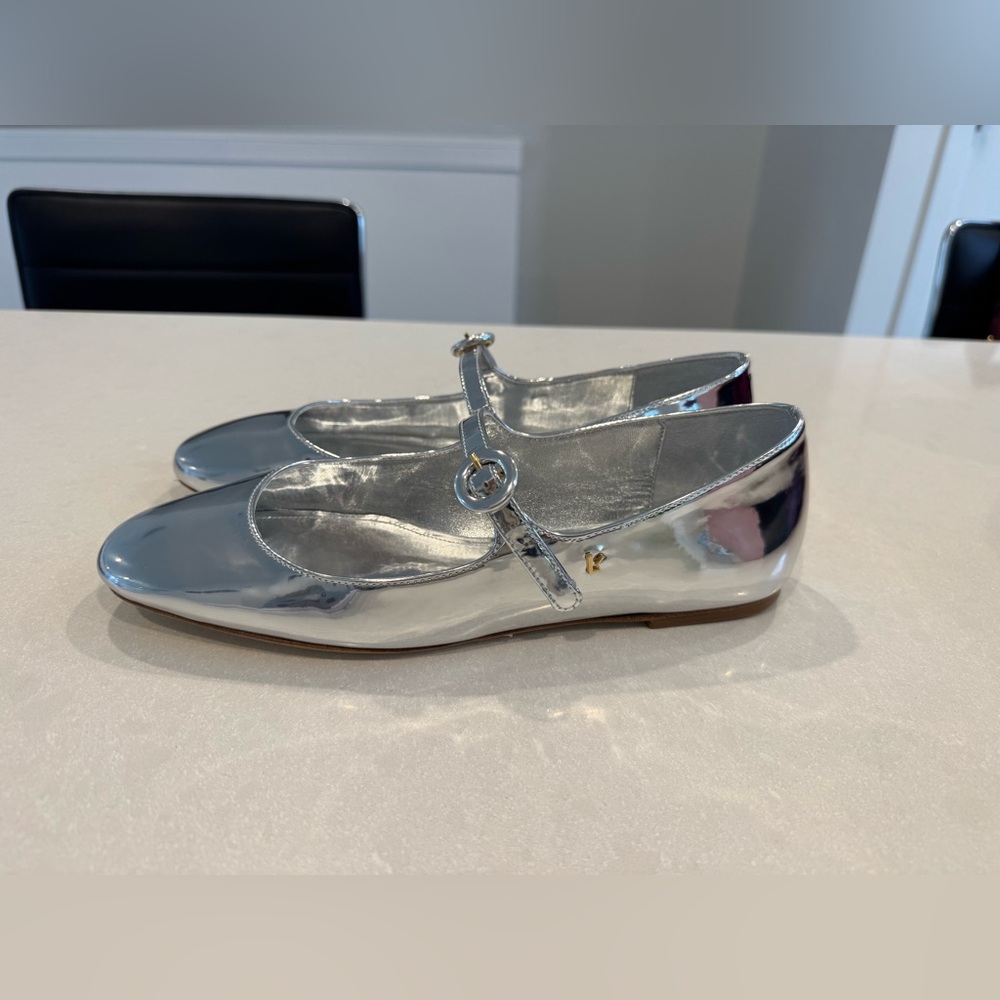 Larroude Blair Ballet Flats in Silver Mary Jane Flats